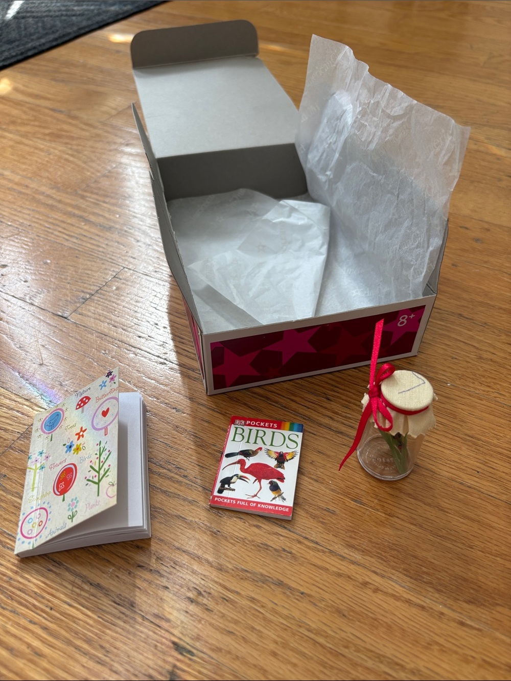 American Girl Miniature Bird-Themed Accessories in Pink and Red
